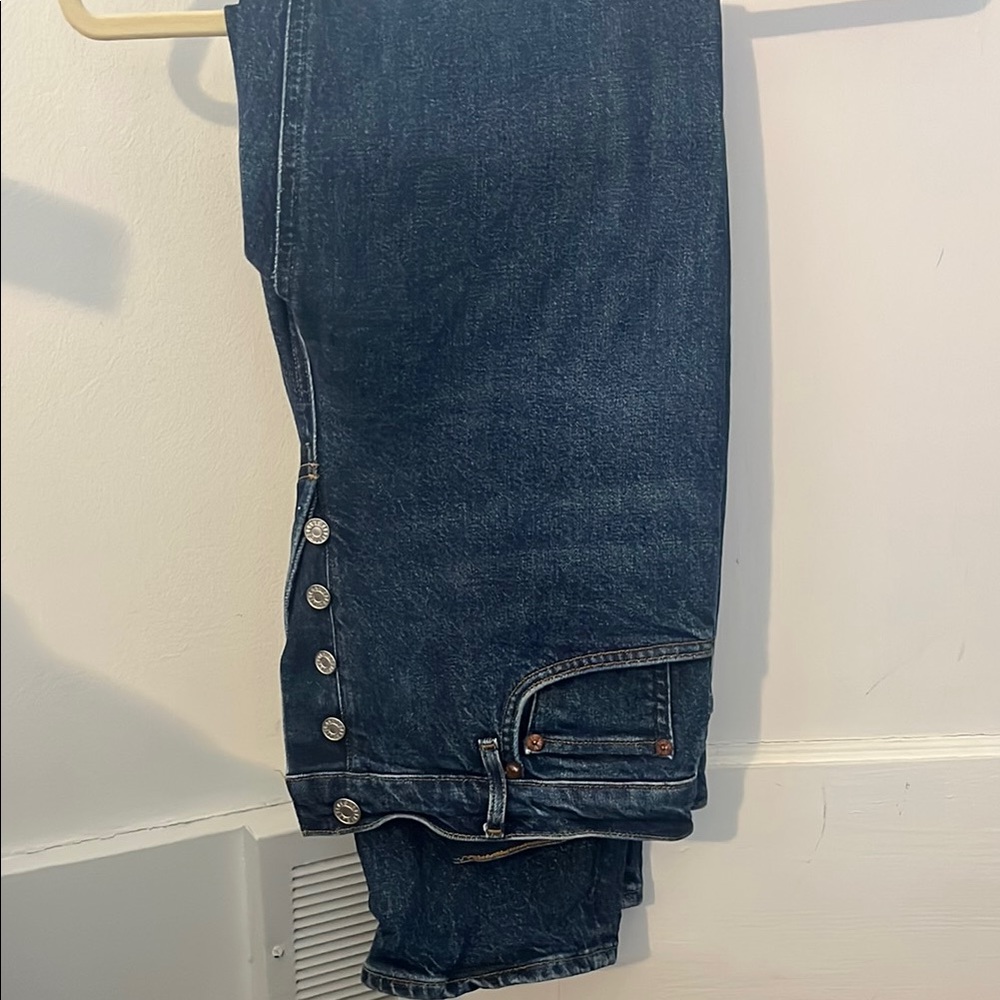 Stylish Blue Denim Jeans with Button Detail